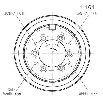 11LB X 16/H2 Jantsa Scheibenrad Nr:11161 6/205/161/ET0/A2 21,5V-1 Silber VS