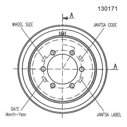13.00 X 17 Jantsa Scheibenrad verstärkt Nr:130171 S=10 mm 6/205/161/ET0/A2 21,5V-1 40 km/h