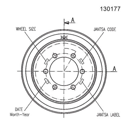 13.00 X 17 Jantsa Scheibenrad verstärkt Nr:130177 S=10 mm 8/275/221/ET0/A2 21,5V-1 40 km/h