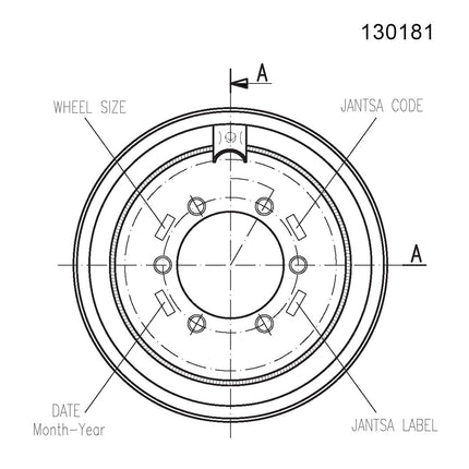 13.00 X 17 Jantsa Scheibenrad Nr:130181 VSchutz 6/205/161/ET-40/A2 21,5V-1 Silber
