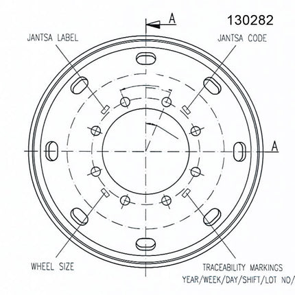 13.00 X 22.5 Jantsa Scheibenrad Nr:130282 8/275/221/ET120/24 ZYL silber 100 km/h