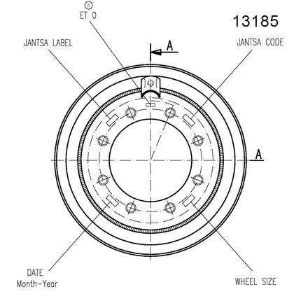 13 X 18 Jantsa Scheibenrad Nr:13185 VS 8/275/221/ET0/A2 21,5V-1 rundumverschweißt Silber