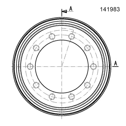 14.00 X 19.5 Jantsa Stahlfelge Nr:141983 10/335/281/ET0 27V-1 silber 100 km/h