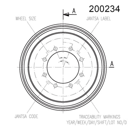 20.00 x 22.5 Jantsa Scheibenrad Nr: 200234 8/275/221/ET-50