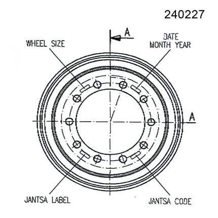 24.00 X 22.5 Jantsa Scheibenrad Nr:240227 10/335/281/ET-100/B3 27V-2 silber 65 km/h