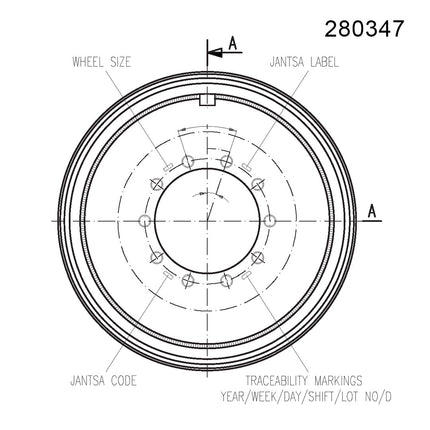 28.00 x 30.5 Jantsa Scheibenrad Nr: 280347 10/335/281/A3/ET0 VS