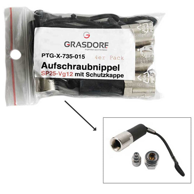 AIRBOOSTER PLUS Aufschraubnippel (4x) SP25-Vg12 mit Schutzkappe